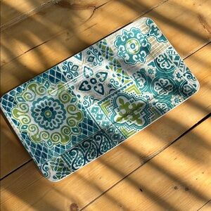 Decorative Blue and Green Ceramic Tray